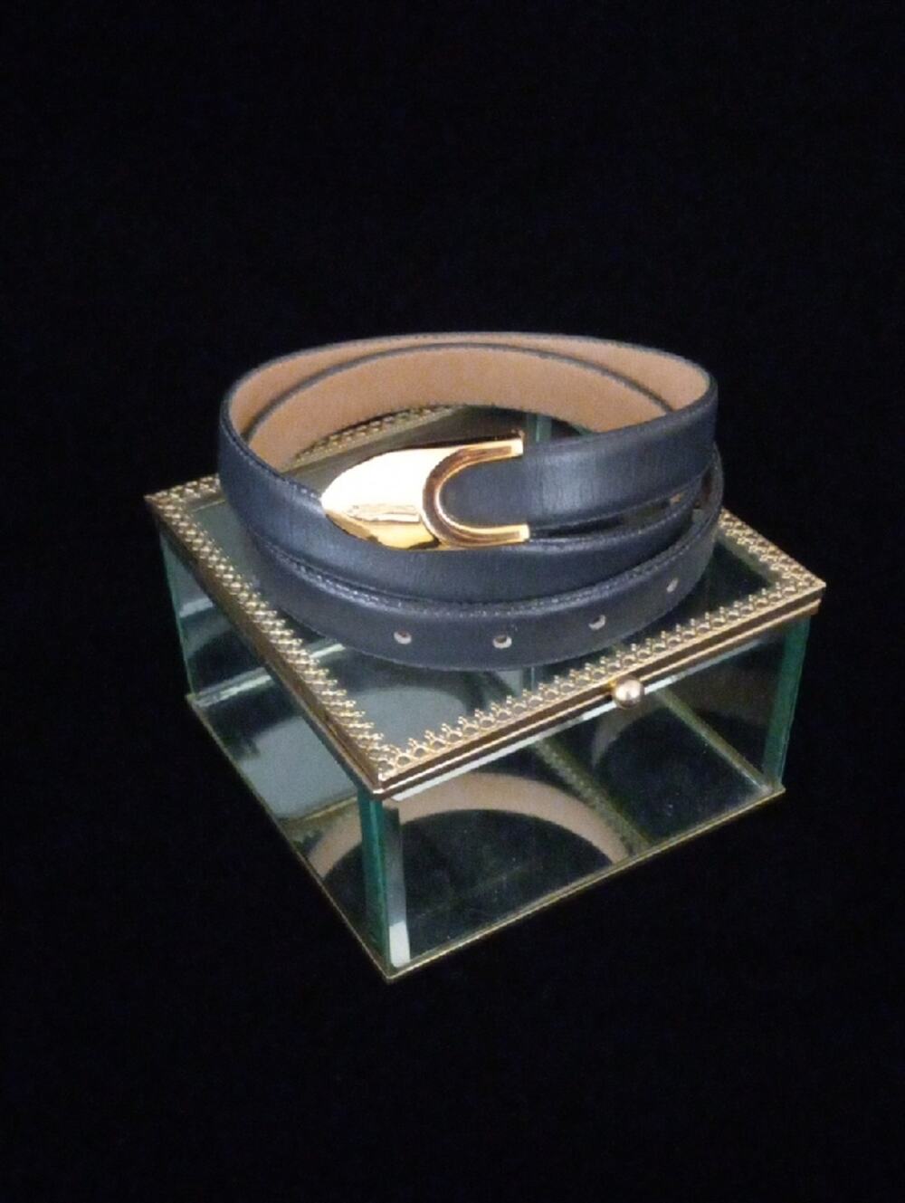 Better Belts Black Leather Wrap Belt with Gold Tone Buckle